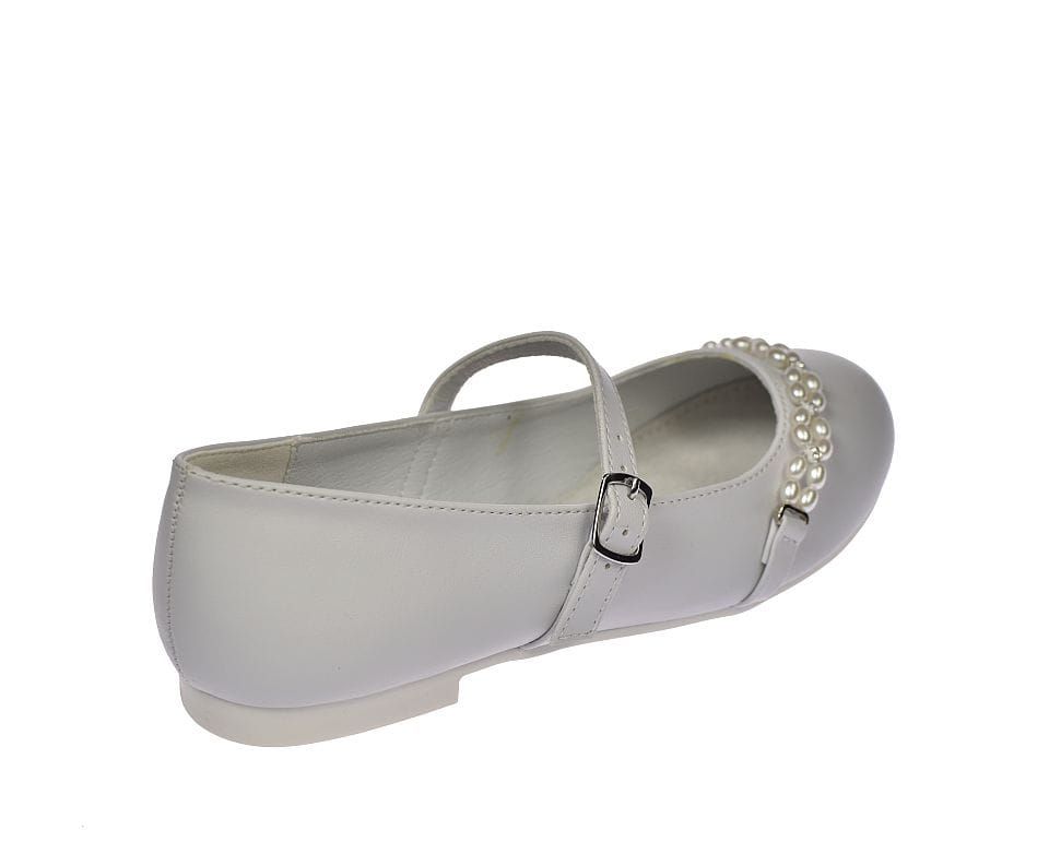 Buty komunijne dziewczęce balerinki białe K48/23  roz. 33