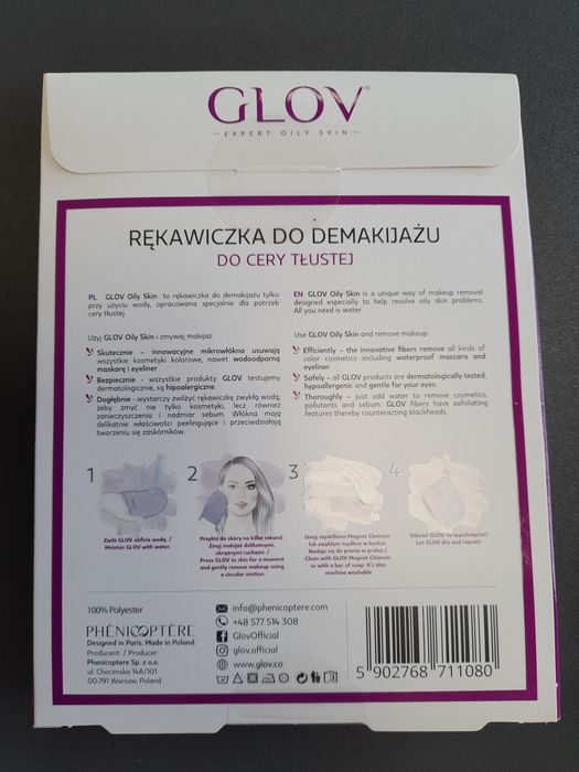 Wielorazowa rękawiczka do demakijażu i oczyszczania skóry tłustej GLOV