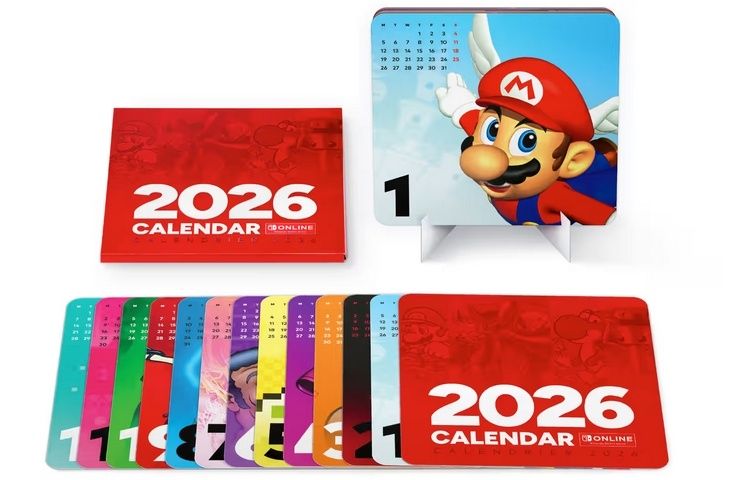 NOWY nieotwarty Kalendarz Nintendo Online 2026 kartkowy na biurko