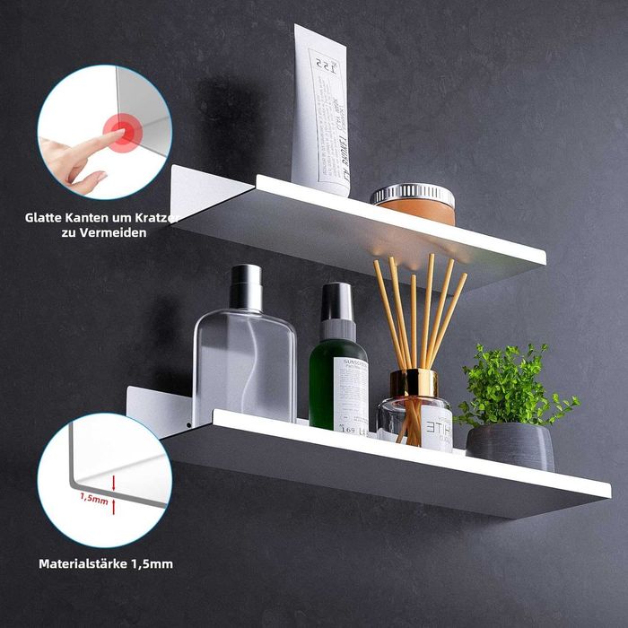 2X Półka Prysznicowa Łazienkowa Bez Wiercenia 30cm I 40cm Regał Ścienn