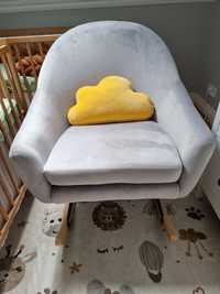 Fotel bujany welurowy szary OXIE + poduszka gratis