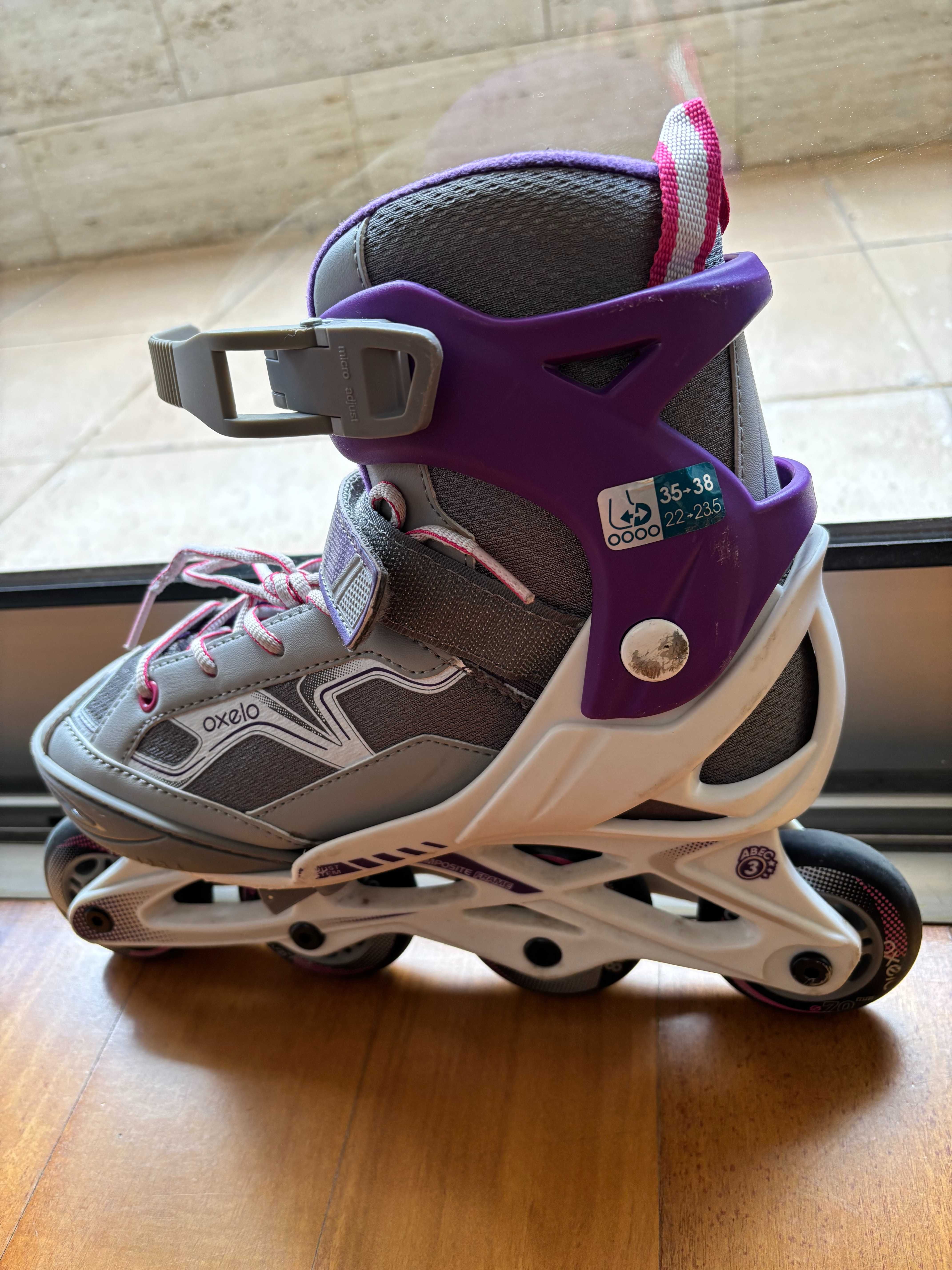 Patins em Linha criança/adolescente 35-38 Decatlon + Acessórios