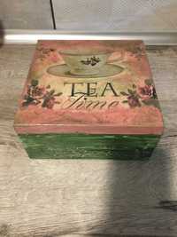 Drewniany pojemnik na herbatę ręcznie malowany wyjątkowy