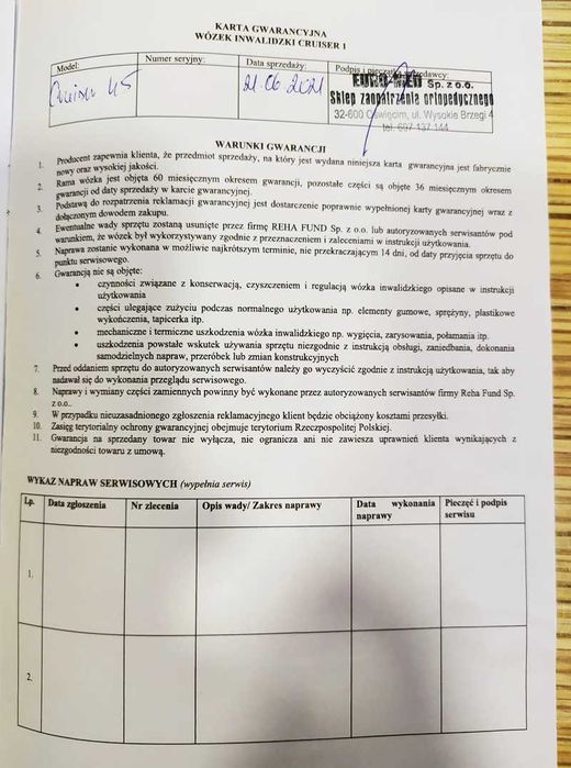 Wózek inwalidzki Cruiser I firmy RehaFund