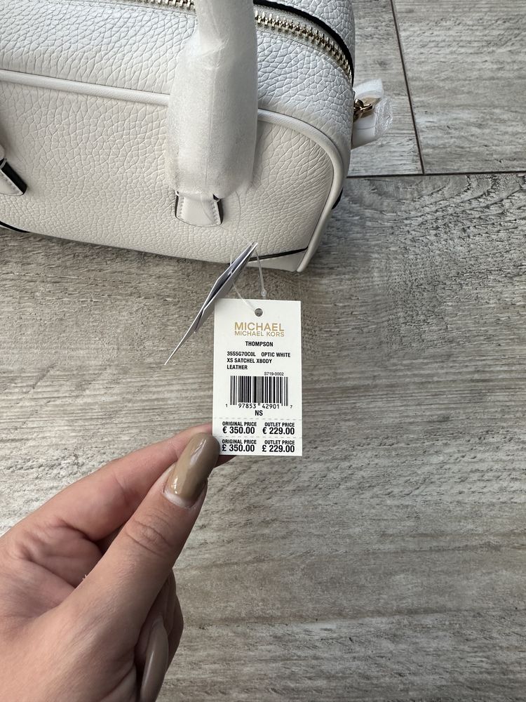Mała nowa torebka Michael Kors Thompson XS Satchel xbody leather biała