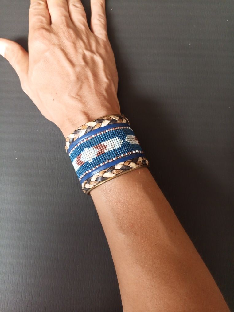 Unikatowa bransoletka z Indii Handmade Miedziana Boho