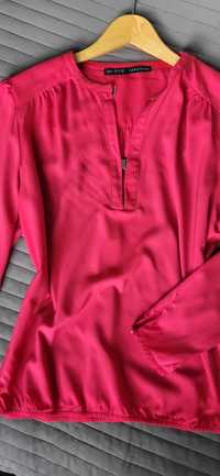 Elegancka bluzka Zara czerwono-malinowa