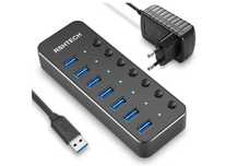 RSHTECH Hub USB 3.0 z 10W Zasilacz Aluminiowy 7 portów POWYSTAWOWY