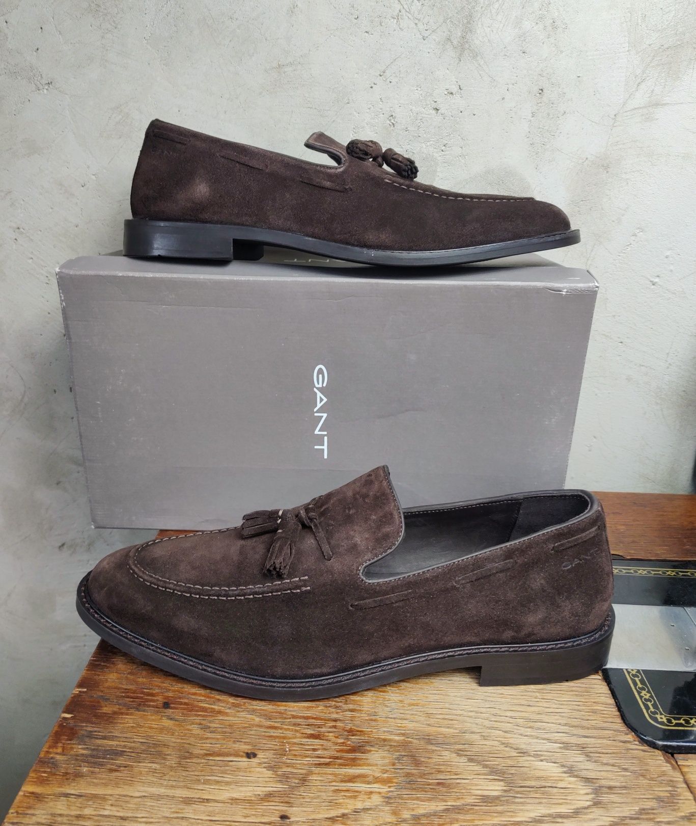 GANT__buty / półbuty (45 / 29cm) loafers zamszowe brązowe mokasyny