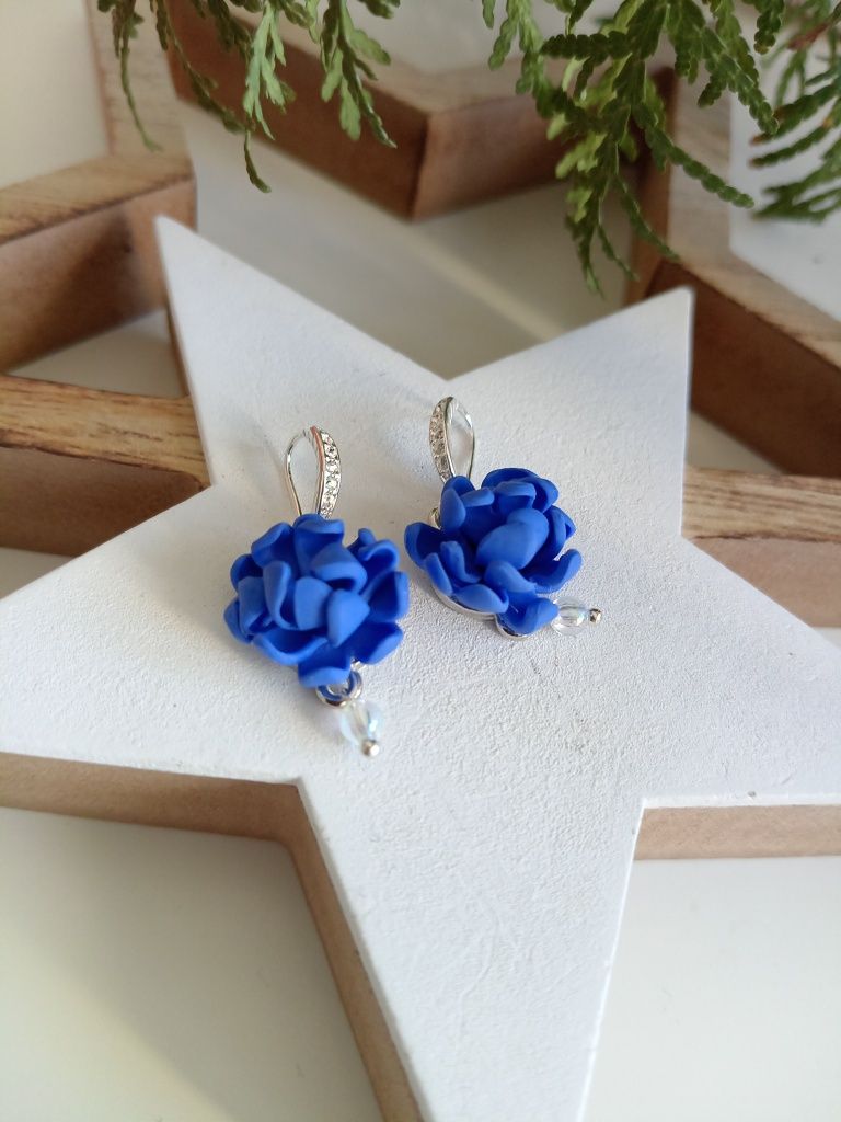 Kolczyki kwiaty niebieski