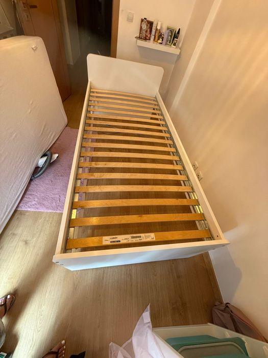 SLAKT Estrutura cama c/estrado ripas, branco, 90x200 cm
Estrutura cama