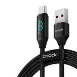 Kabel Ładowania 2m USB-C USB-A 100W LED - Toocki Przewód Oplot Czarny