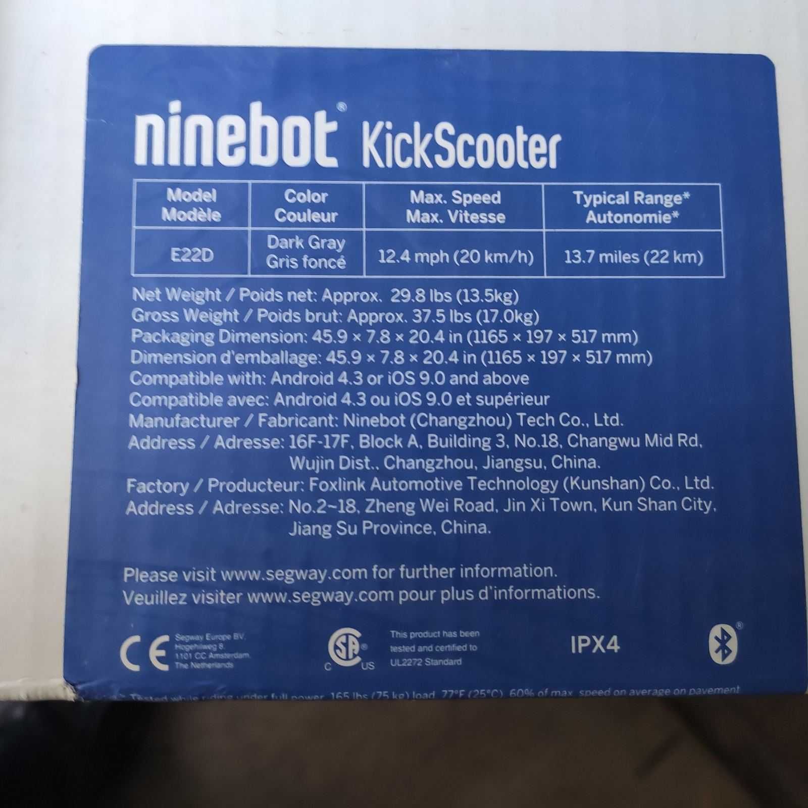 Ninebot KickScooter E22D