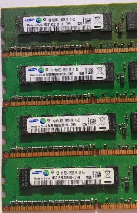 4 Gb (4 x 1GB) ECC Samsung M391B2873FH0-CH9 DDR3 1333 MHz PC3-10600E