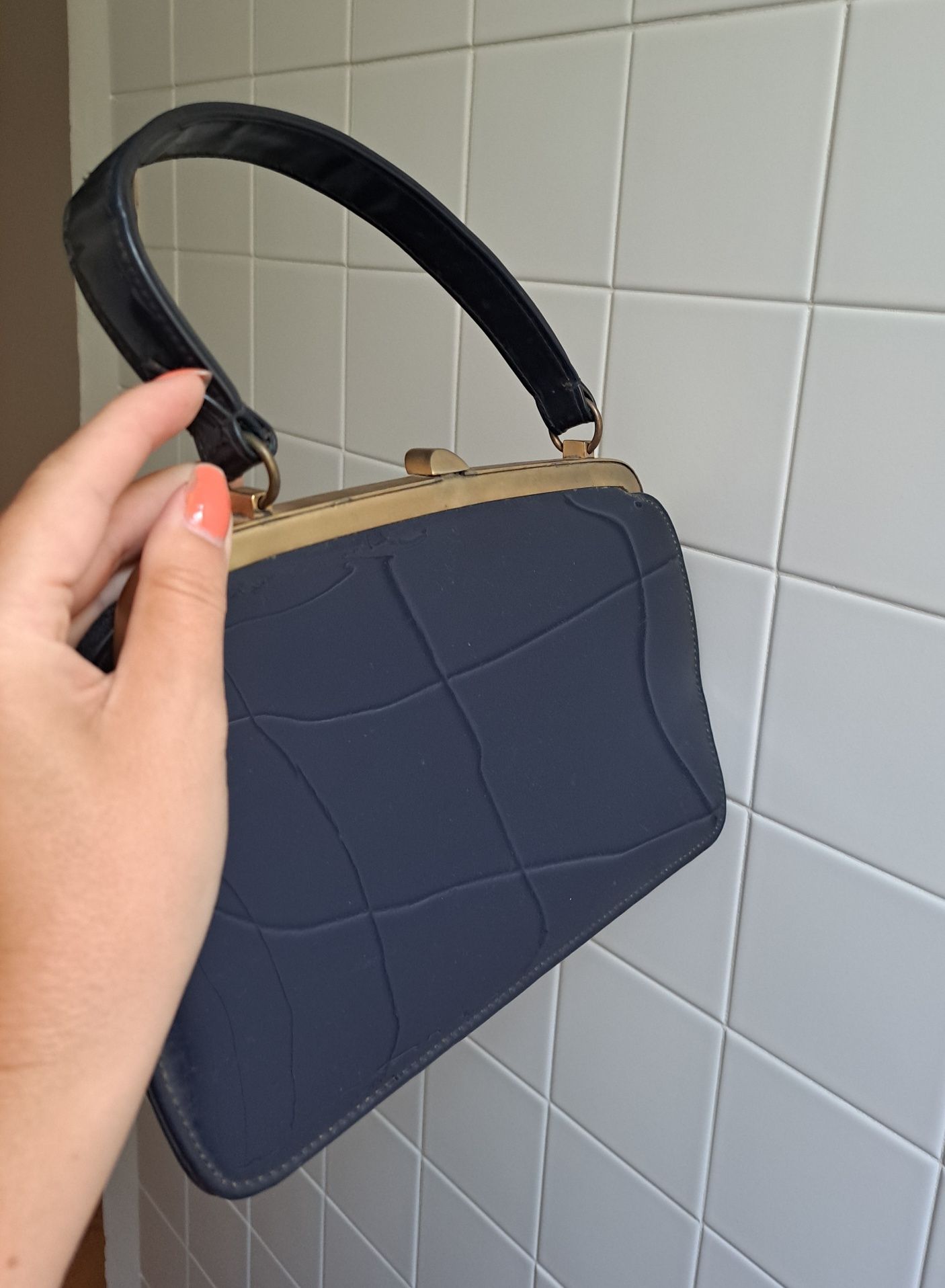 Mala azul escura vintage