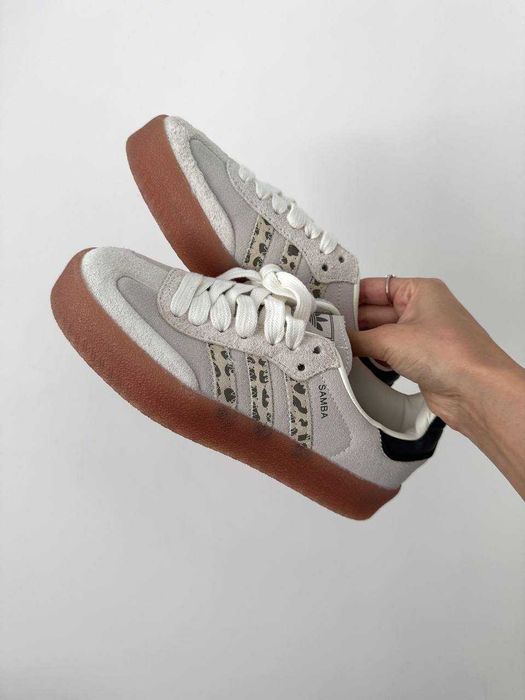Кросівки Adidas Samba Platform Leopard Grey premium