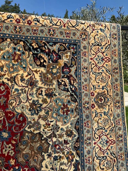 Kaszmirowy z jedwabiem dywan perski Iran Nain 350x200 galeria 26 tys