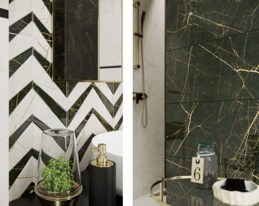 Płytki Glazura FANCY BLACK 30x60 Ścienne Ceramika Paradyż