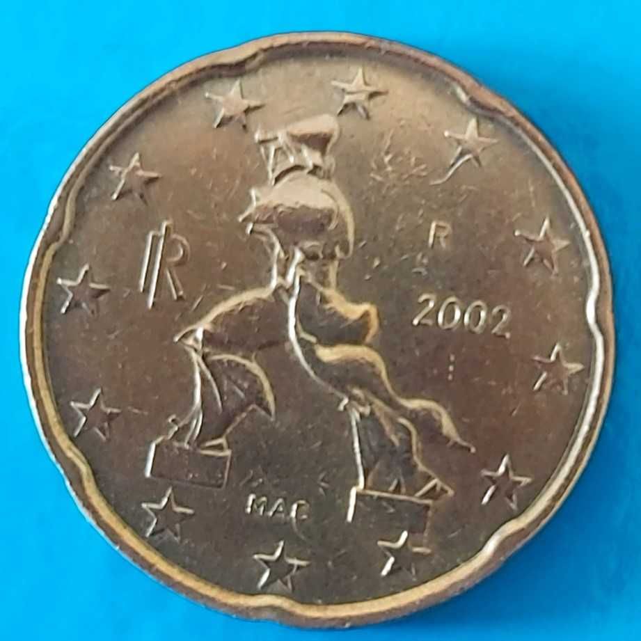 20 Cêntimos de 2002 de Itália c/ Mapa antigo