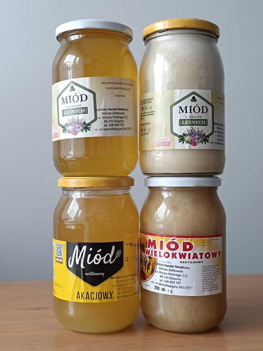 Miód wielokwiatowy i z terenów leśnych 4x1,2 kg