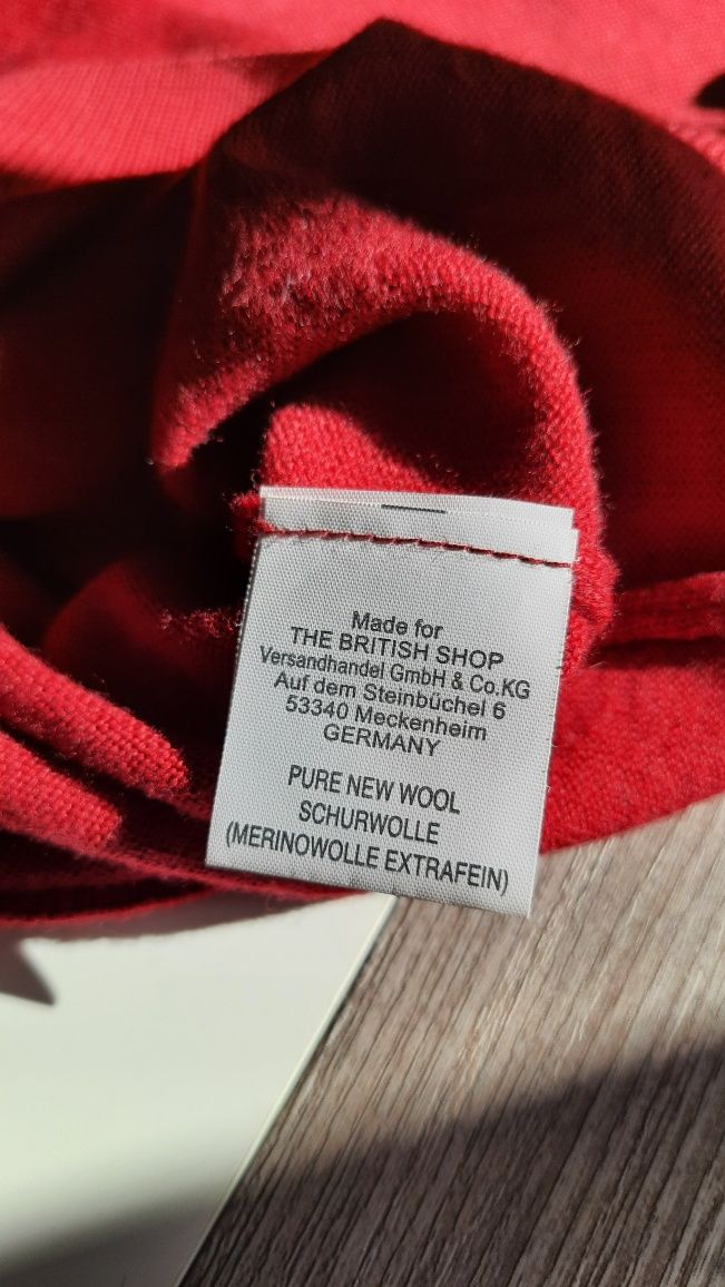 Sweter Scott&Perth 100% wełna merino czerwony r. 38 40