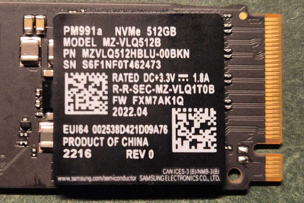 Samsung PM991a 512GB NVMe SSD 2280 (MZ-VLQ512B) - OEM-версія 980 PRO