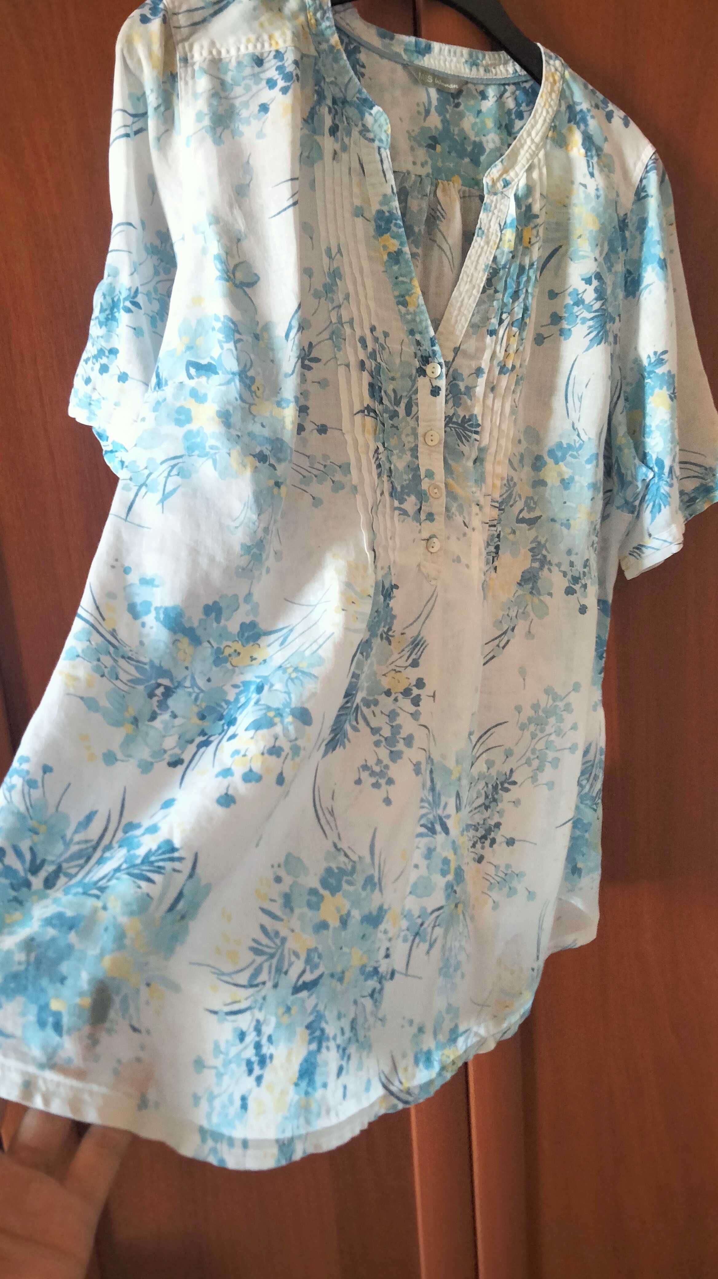 Ніжна котоново-льняна літня блуза M&S, XL-3XL
