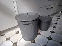 Kosz na śmieci śmietnik metalowy IKEA Knodd 2 szt 16 i 40l szary