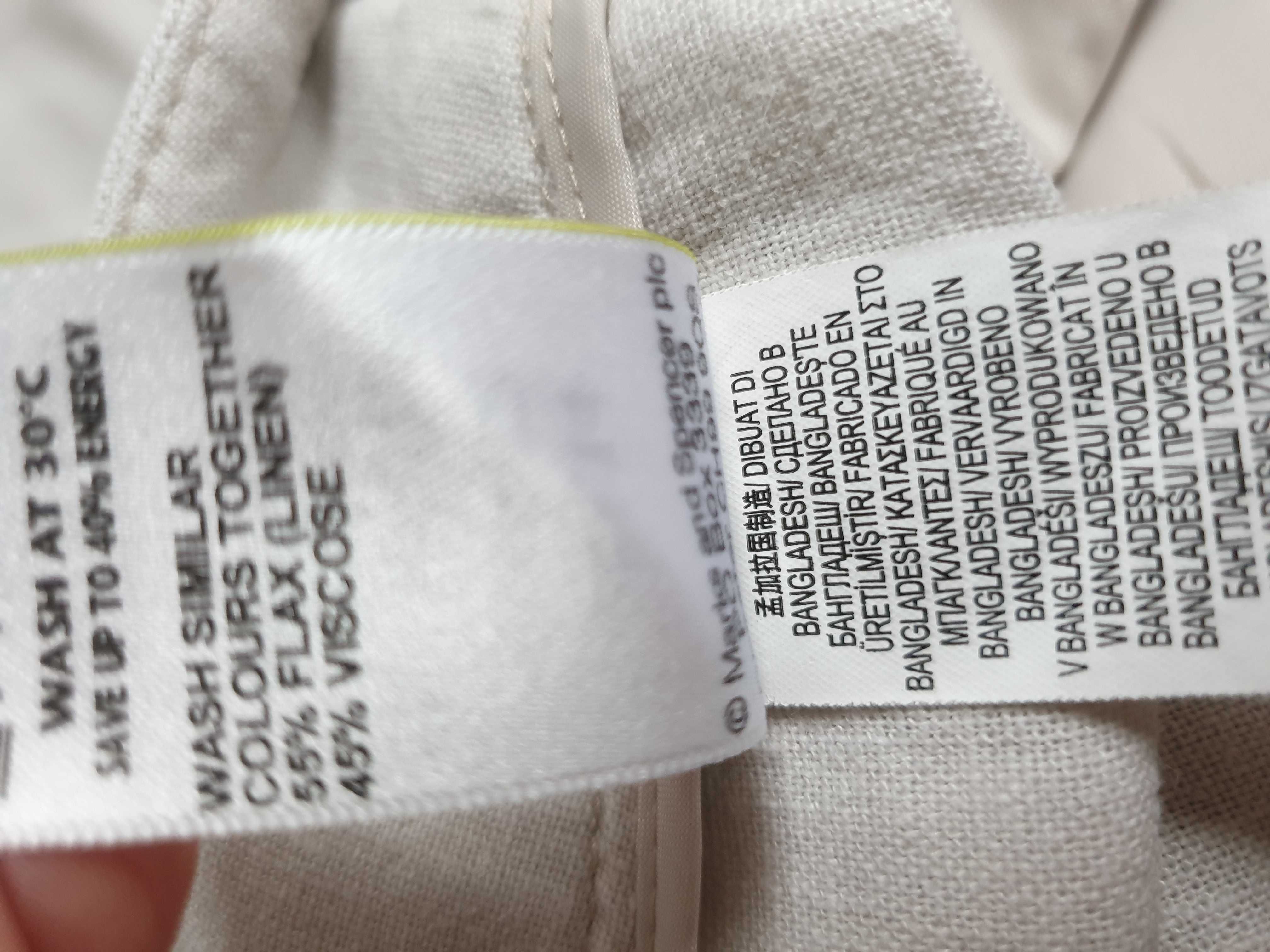Beżowe spodnie lniane len wiskoza M&S 42