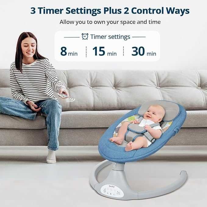 Bioby Elektryczny Bujaczek leżaczek 5 Trybów 2-9 kg Bluetooth