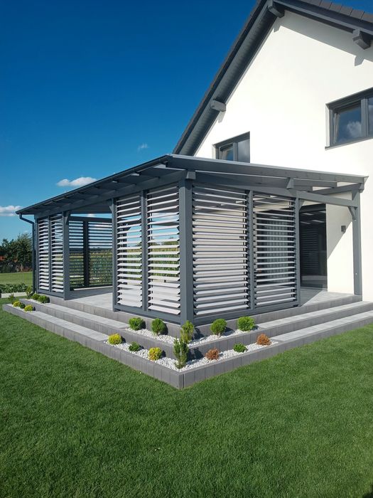 Drewniane zadaszenie tarasu, pergola, wiata, taras, poliwęglan!