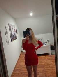 Sukienka czerwona mini hiszpanka podkreślająca imprezowa sexy xs s