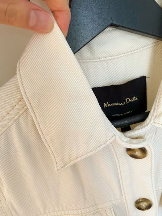 Джинсовий бавовняний молочний комбінезон Massimo Dutti розмір S