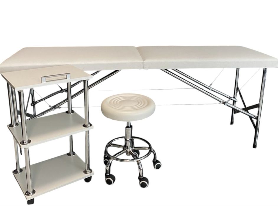 Комплект для майстра: кушетка, стілець, етажерка, екошкіра