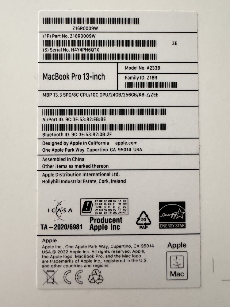 Apple MacBookPro 13,3” M2  256 GB stan idealny kilka razy używany