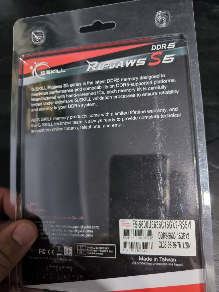G.Skill Ripjaws S5 ddr5 5600 cl36 1.25v