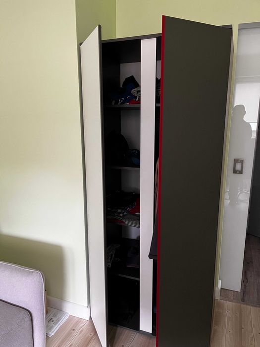 REZERWACJA! Szafa dwudrzwiowa 86x191x58 BRW biały/grafit-pokój młodz.