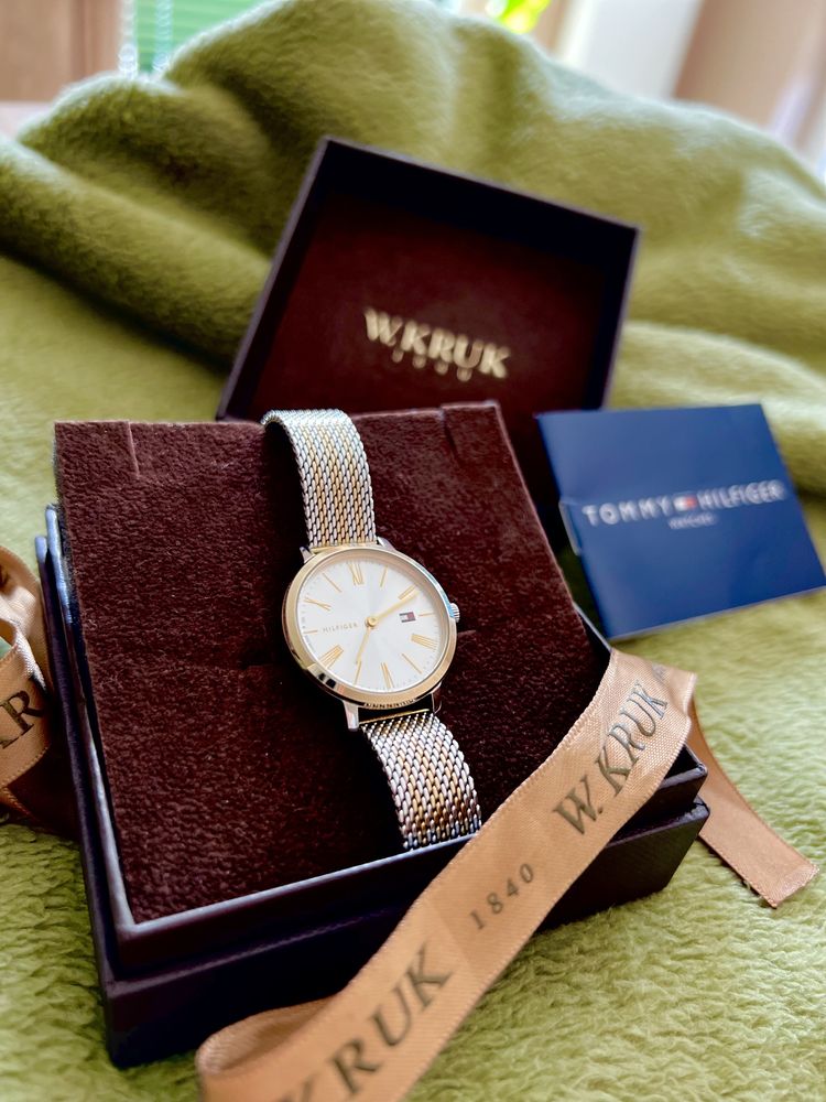 Oryginał: nowy zegarek Tommy Hilfiger złoty srebrny