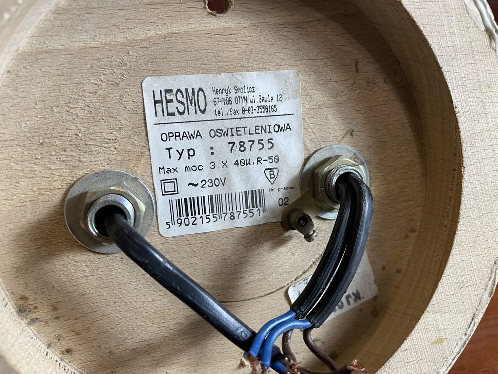 Lampa + dwa kinkiety HESMO z litego drewna ze srebrnymi wykończeniami