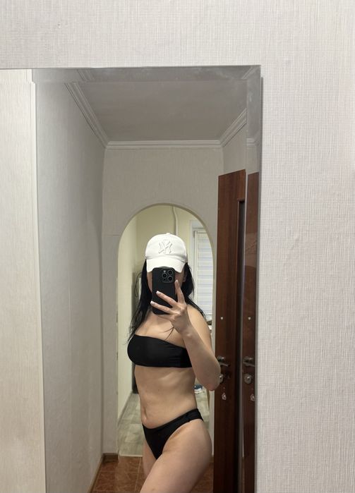 Купальник чорний без бретель. Роздільний бандо