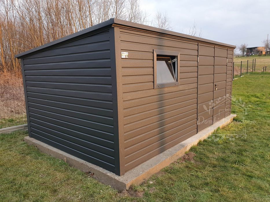 Domek Ogrodowy Schowek 4,5x3 brama dwuskrzydłowa okno  Antracyt ID539