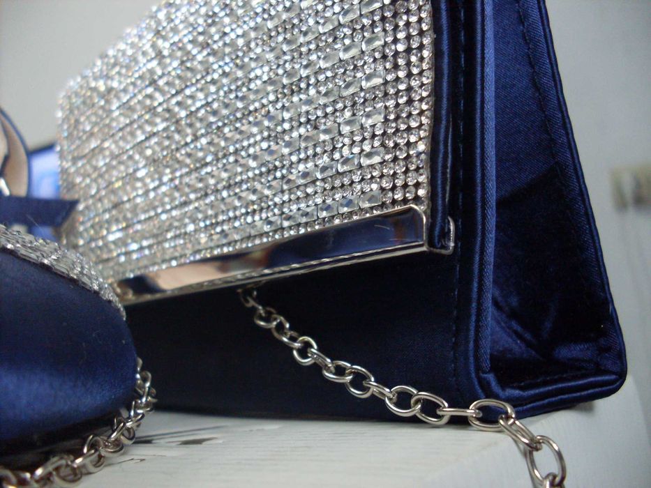 Туфли Quiz для вечернего платья, атласные со стразами 40/7 + клатч