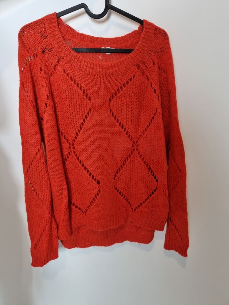 River Island czerwony sweter dzianinowy