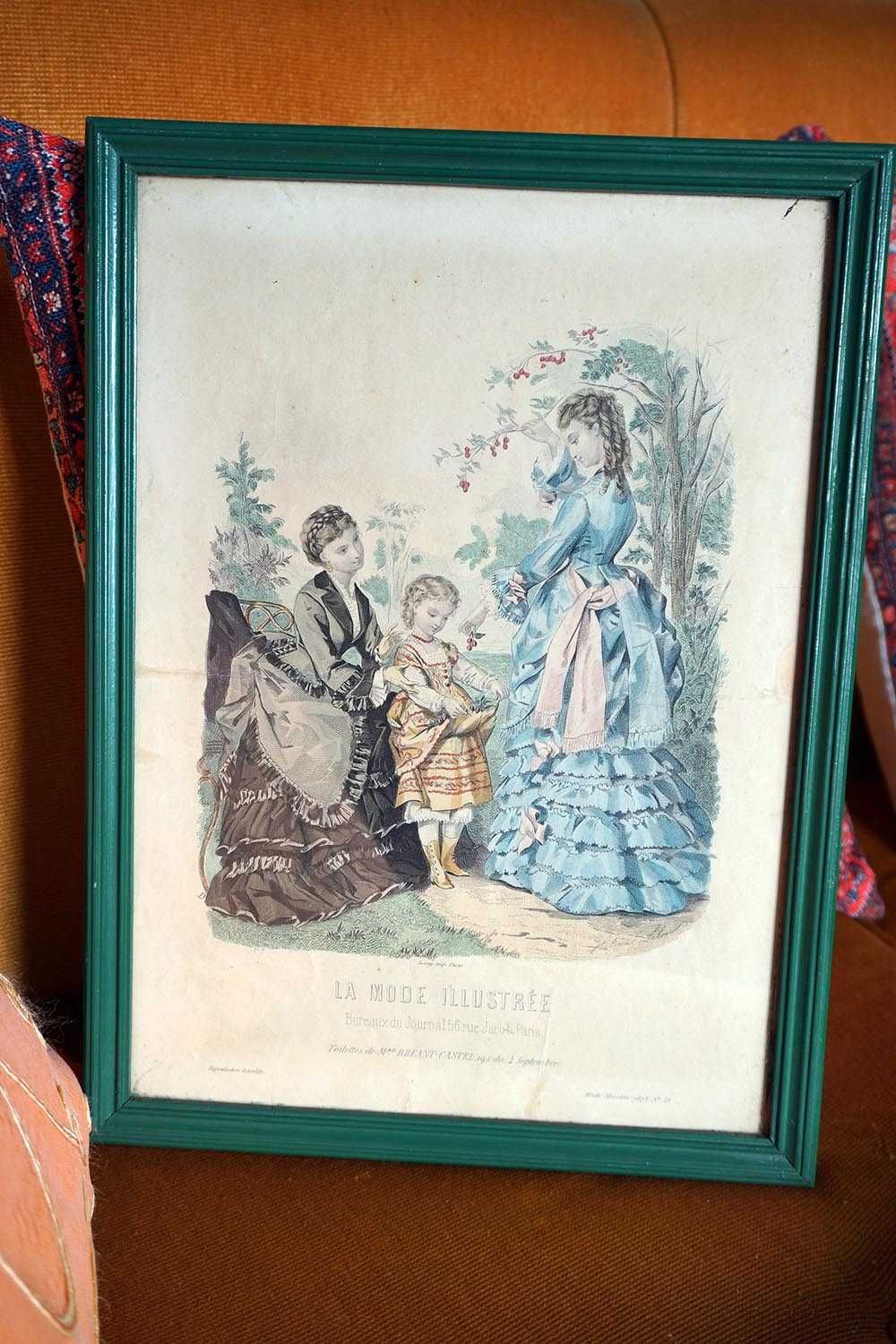 Quadro imagem antiga moldura verde