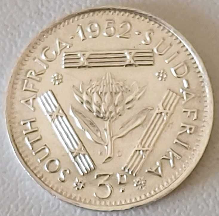 3 Pence de 1952 África Oriental Britânica, do Sul Rei George VI