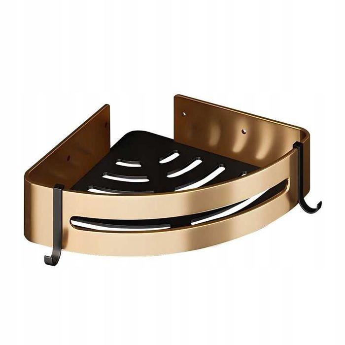 Półka łazienkowa narożna wisząca pod prysznic złota 2 szt.