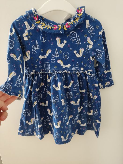 Sukienka wiewiórki 74-80kolnierzyk