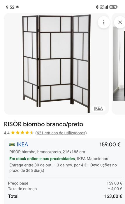 Biombo ikea preto