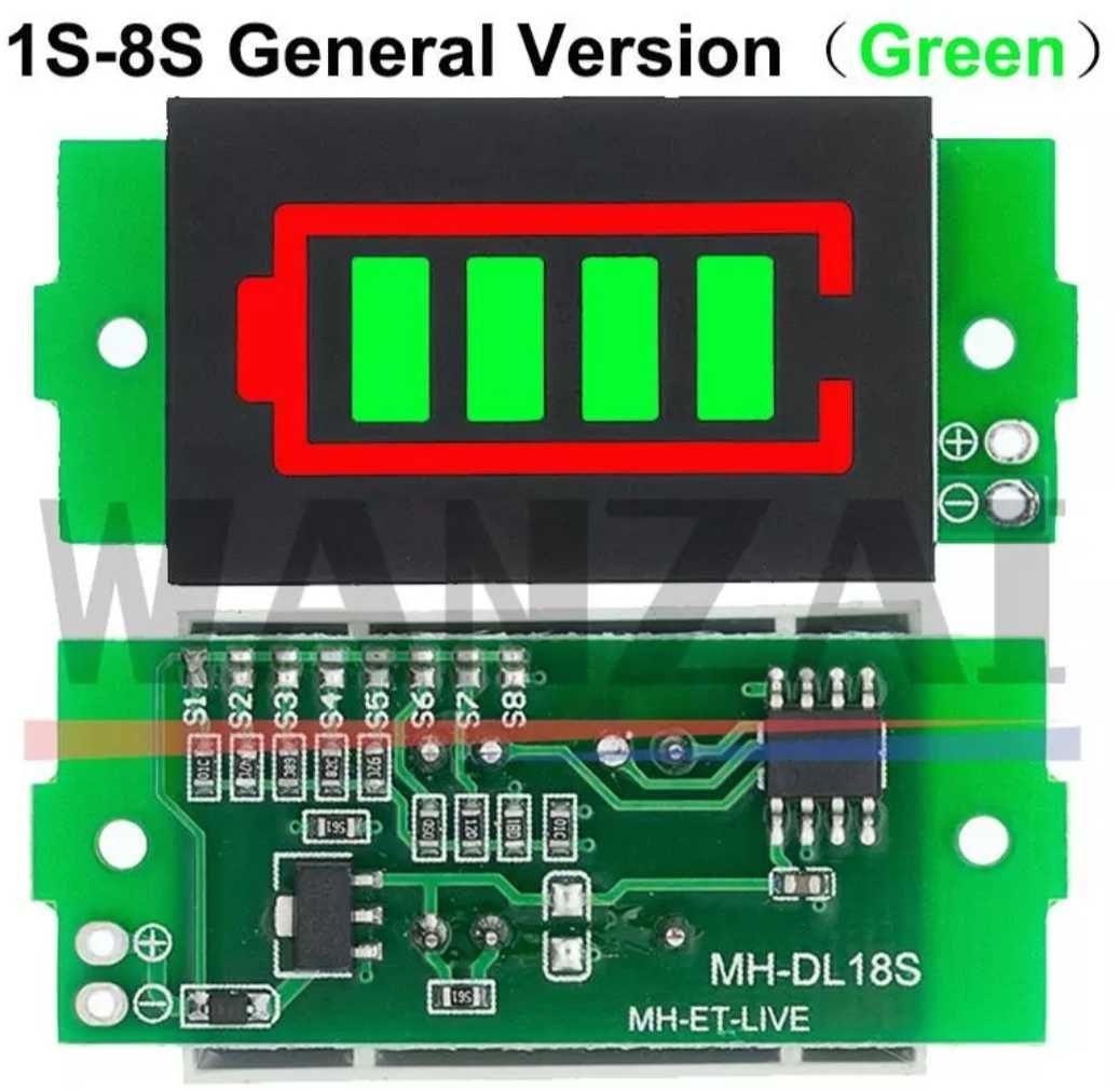 Індикатор заряду батареї 1s - 8s універсальний 1s 2s 3s 4s 5s 6s 7s 8s