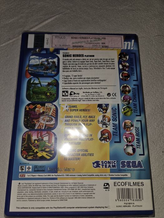 Jogo para Ps2 Sonic